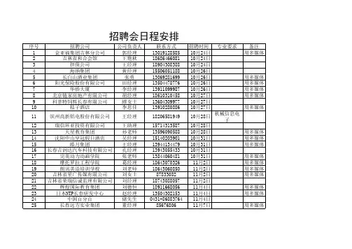 招聘会日程安排