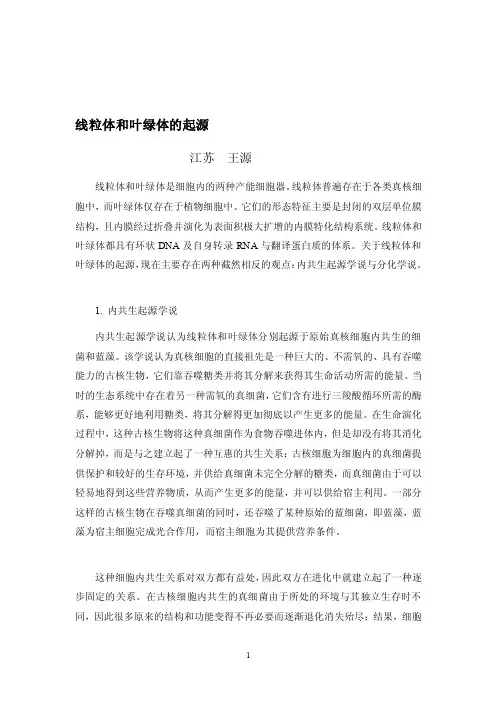 线粒体和叶绿体的起源
