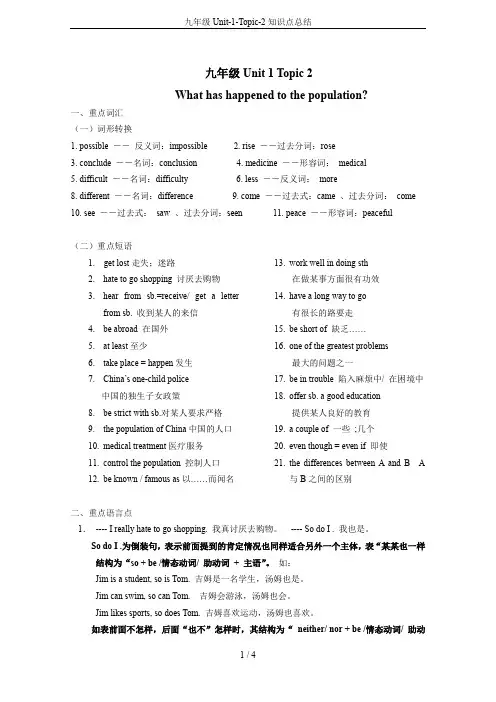 九年级Unit-1-Topic-2知识点总结