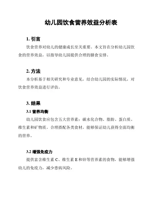 幼儿园饮食营养效益分析表