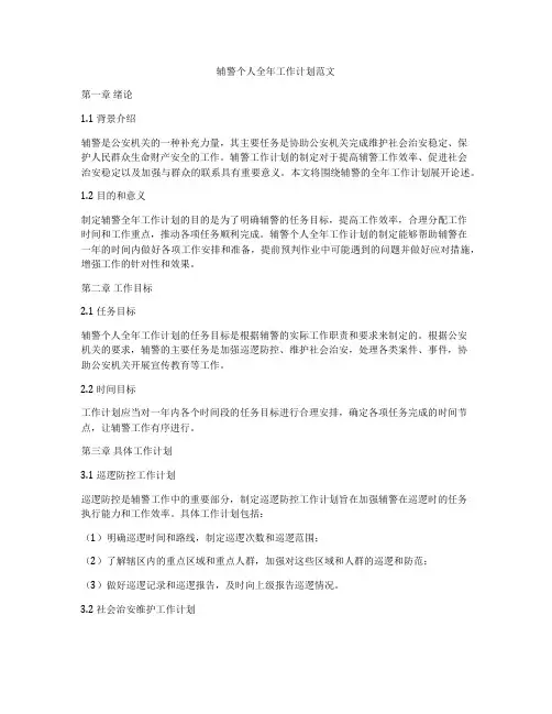 辅警个人全年工作计划范文