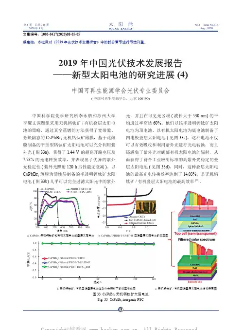 2019 年中国光伏技术发展报告 ——新型太阳电池的研究进展(4)