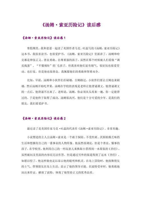 《汤姆·索亚历险记》读后感_17