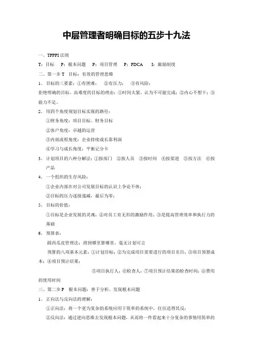 中层管理者明确目标的五步十九法