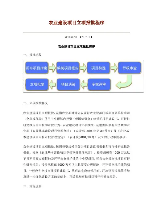 农业建设项目立项报批程序