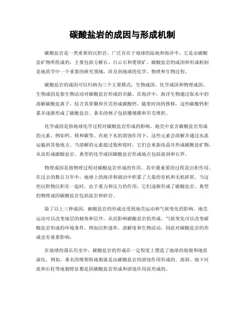 碳酸盐岩的成因与形成机制