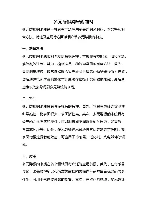 多元醇银纳米线制备
