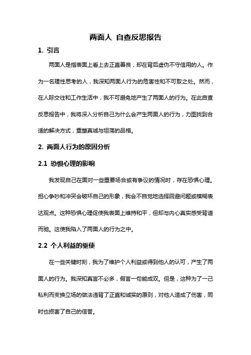 两面人 自查反思报告
