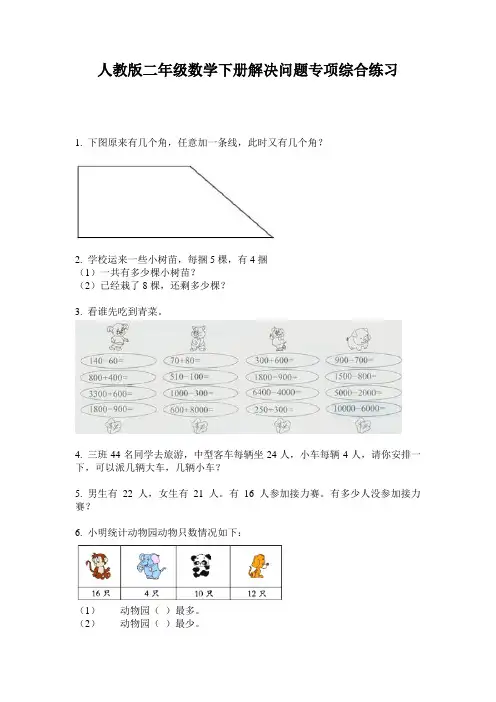人教版二年级数学下册解决问题专项综合练习