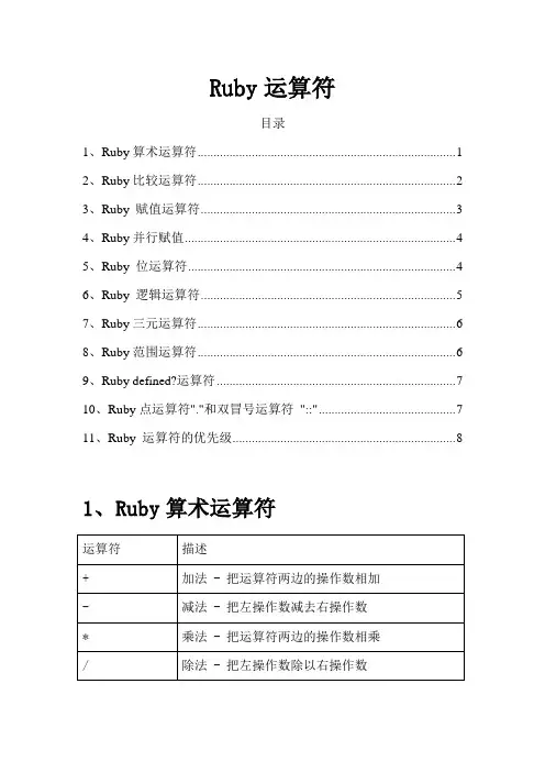 Ruby运算符总结