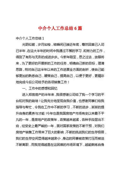 中介个人工作总结6篇