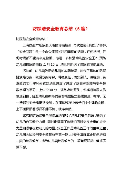 防踩踏安全教育总结(6篇)