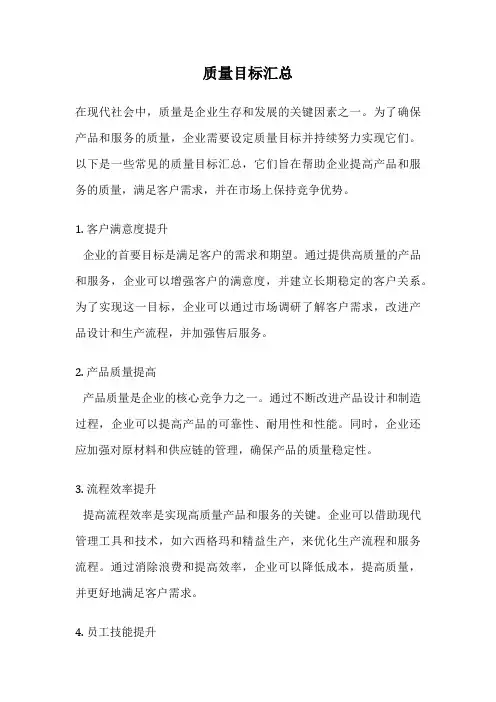 质量目标汇总