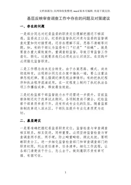 提案参考：审查调查工作中存在的问题及对策建议