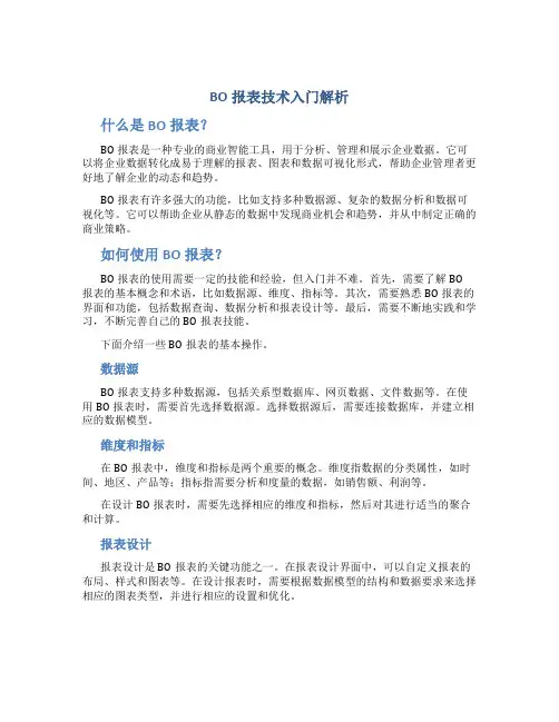 BO报表技术入门解析