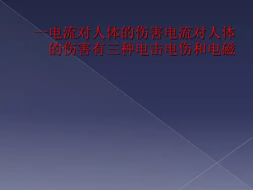 一电流对人体的伤害电流对人体的伤害有三种电击电伤和电磁