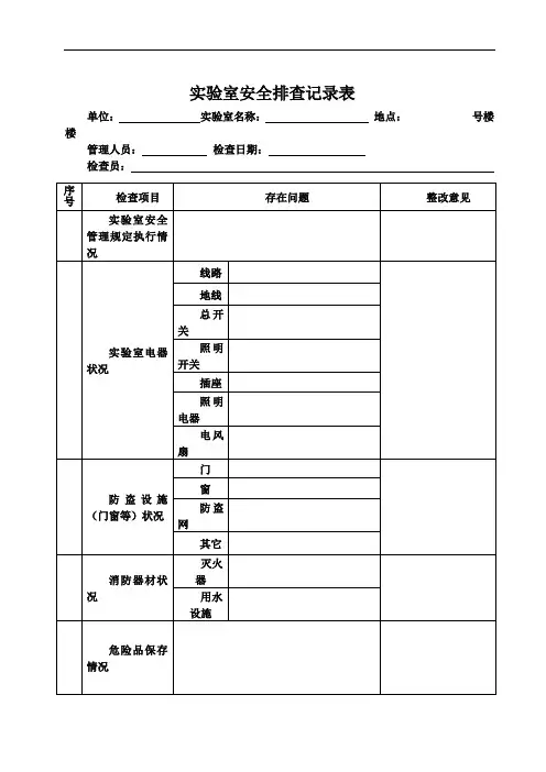 实验室安全排查记录表