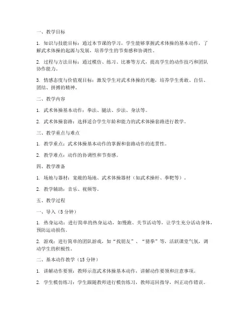 武术体操类教案模板范文