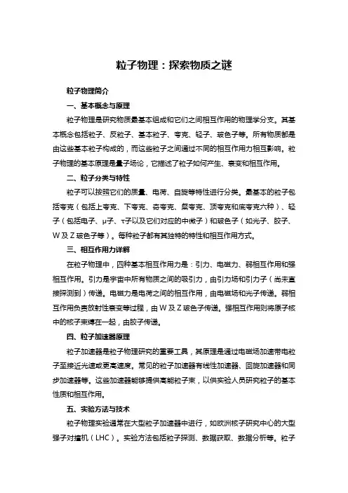 粒子物理：探索物质之谜