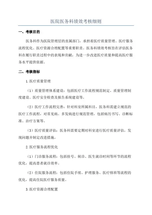 医院医务科绩效考核细则