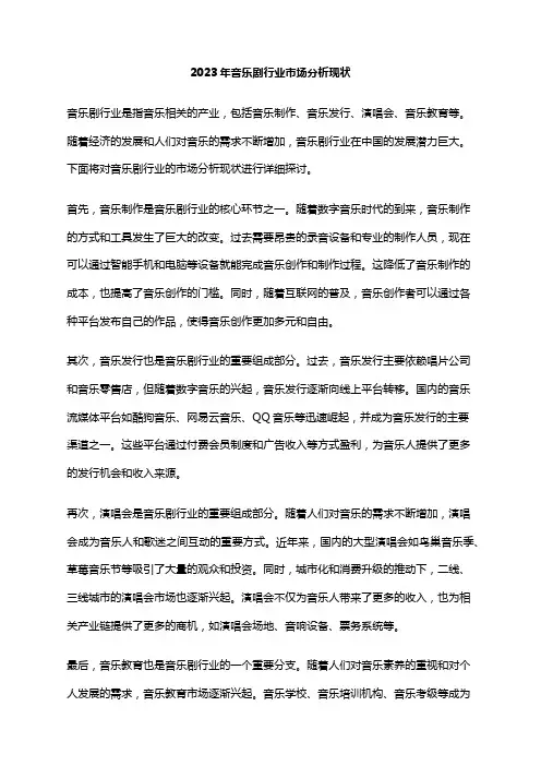 2023年音乐剧行业市场分析现状