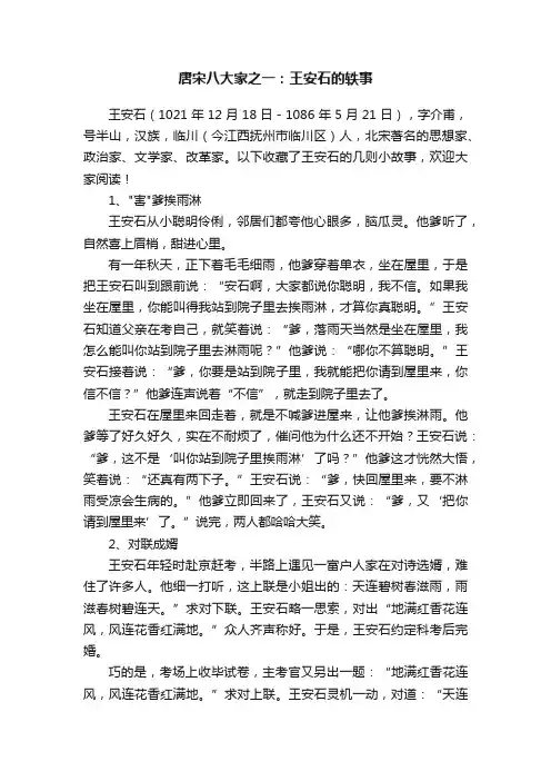 唐宋八大家之一：王安石的轶事