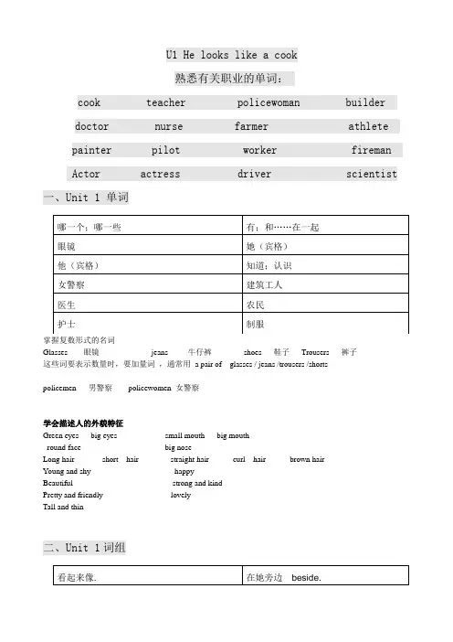 广州版英语四年级下册总复习(包括讲解及练习)