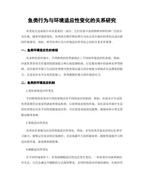 鱼类行为与环境适应性变化的关系研究