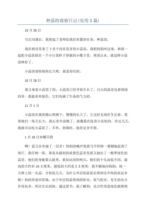 种蒜的观察日记(实用5篇)