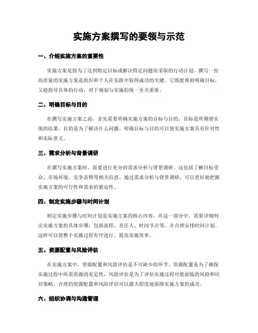 实施方案撰写的要领与示范