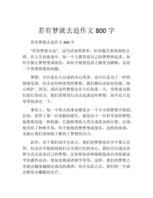 若有梦就去追作文800字