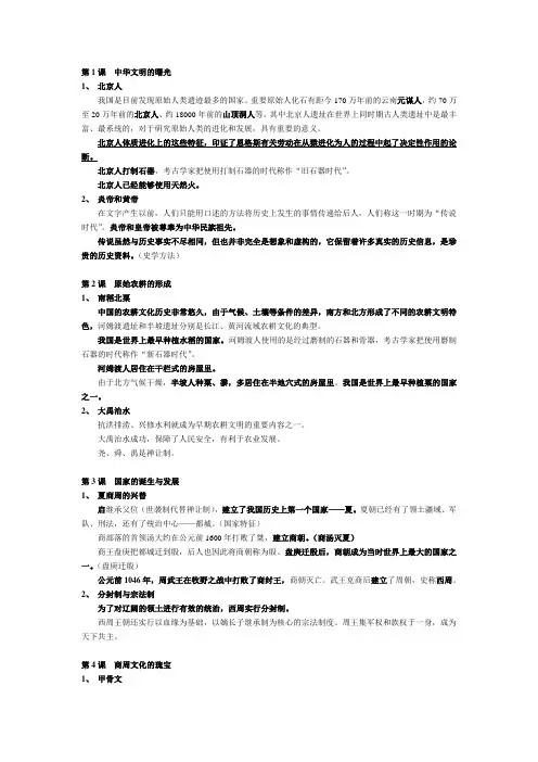 上海初中历史考点整理