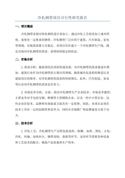 冷轧钢带项目可行性研究报告