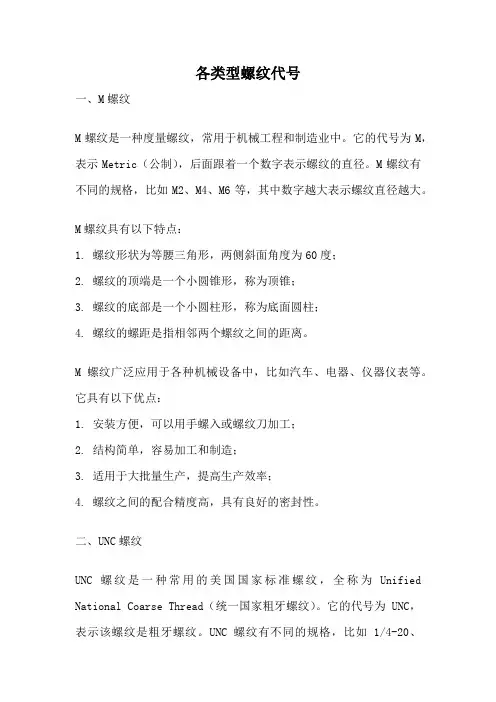 各类型螺纹代号