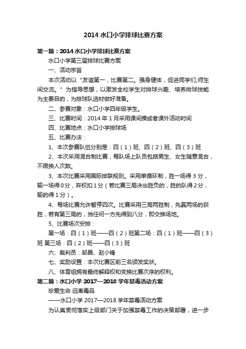 2014水口小学排球比赛方案