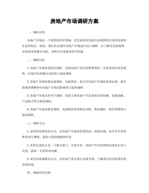 房地产市场调研方案