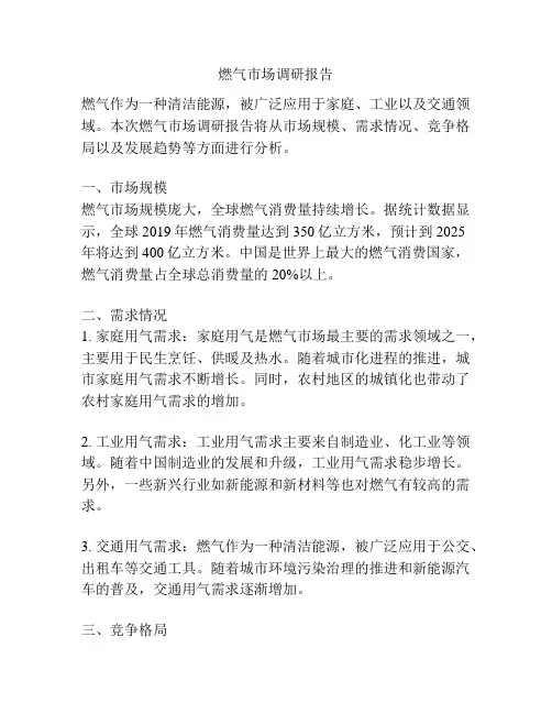 燃气市场调研报告