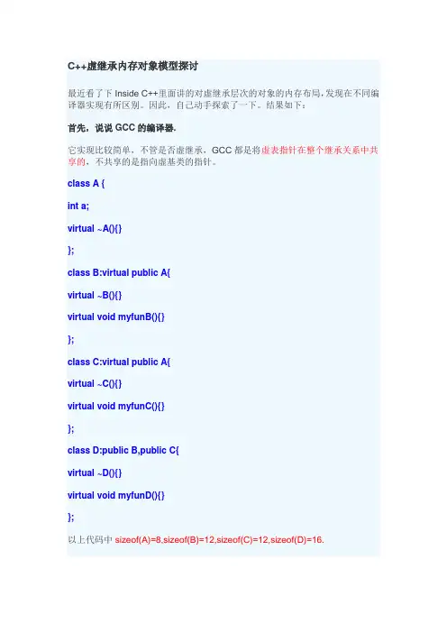 C++虚继承内存对象模型探讨