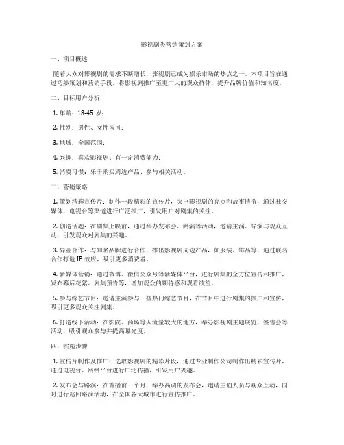 影视剧类营销策划方案