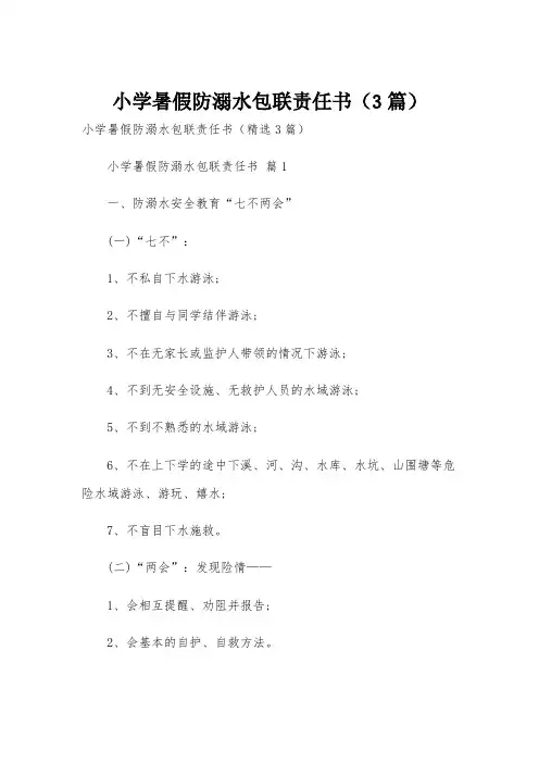 小学暑假防溺水包联责任书(3篇)