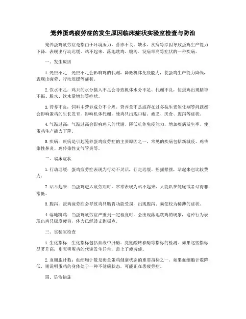 笼养蛋鸡疲劳症的发生原因临床症状实验室检查与防治