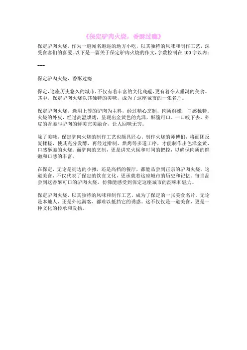 《保定驴肉火烧,香酥过瘾》