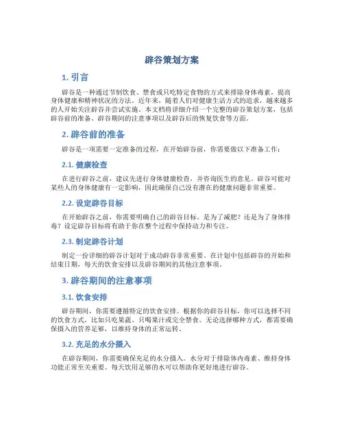 辟谷策划方案