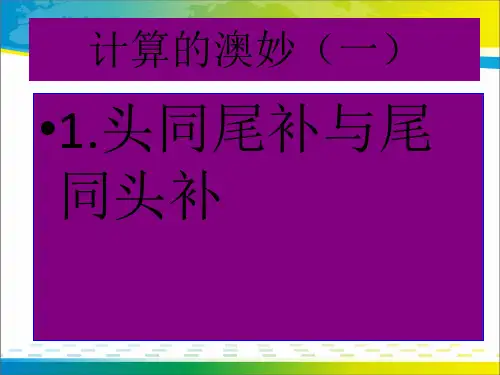 2020届陕西省富平县蓝光中学趣味数学-计算的澳妙(一)(共19张PPT)