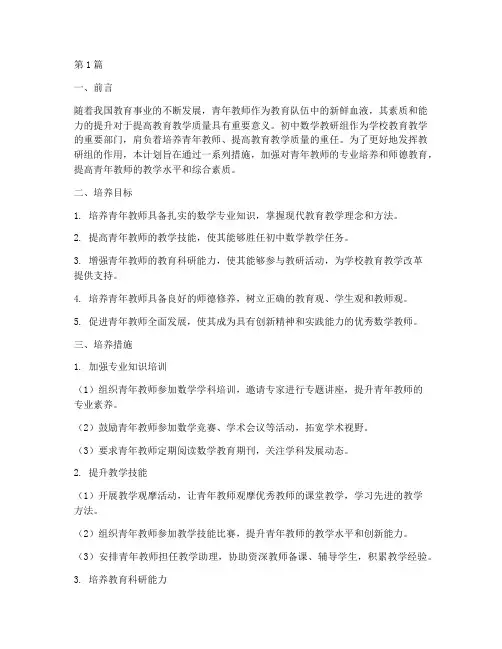 初中数学教研组青教培养(3篇)