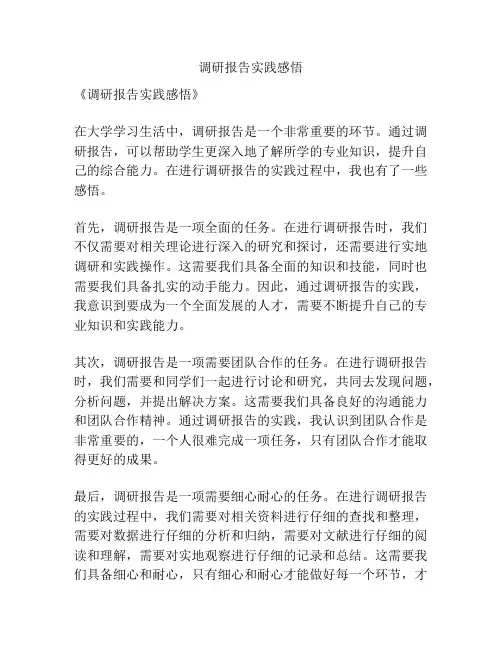 调研报告实践感悟