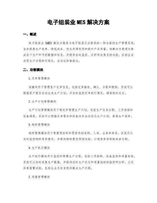 电子组装业MES解决方案