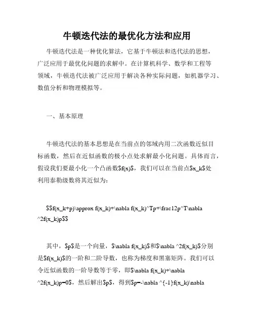 牛顿迭代法的最优化方法和应用