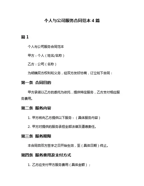 个人与公司服务合同范本4篇