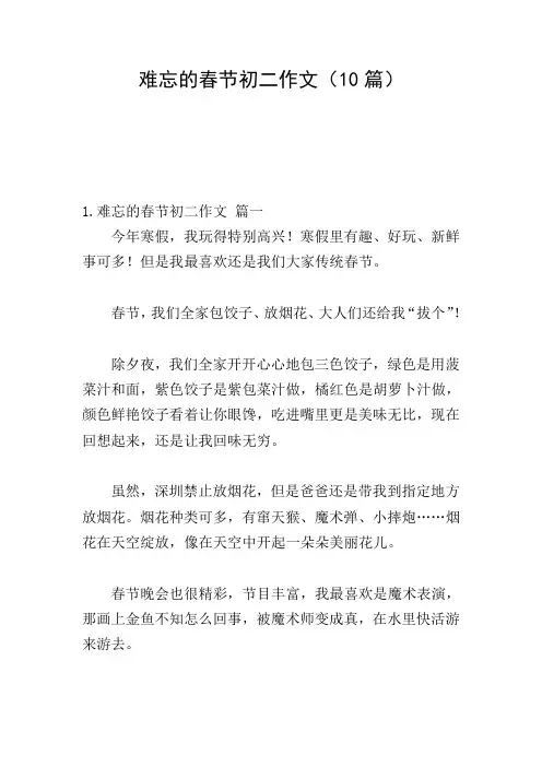 难忘的春节初二作文(10篇)